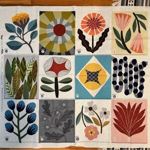 Kokka 2026 Fabric Panel Calendar, Wall Hanging, Botanical Folk Art, Linen